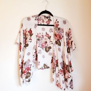 Brandy Melville | Red & Purple Floral Kimono OS